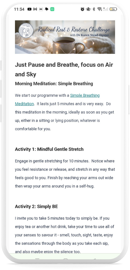 Radical Rest and Restore Daily emails with meditations